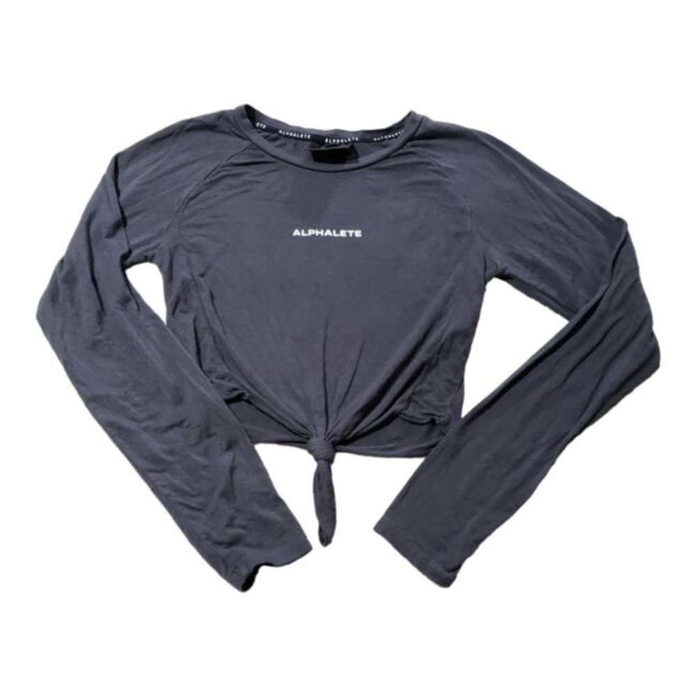 Alphalete Aspire Long Sleeve Tie Top - Charcoal